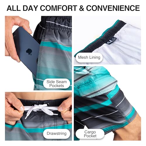 Image of Kanu Surf Men's Big Viper Extended Size Stripe Swim Trunk