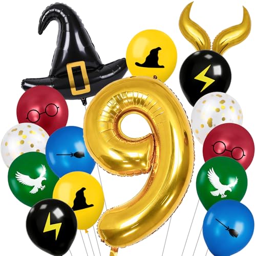Number Magic Wizard School Balloons40 inch Number 9 Balloons for Birthday Party Magic Wizard Themed Party Decorations Birthday Decor