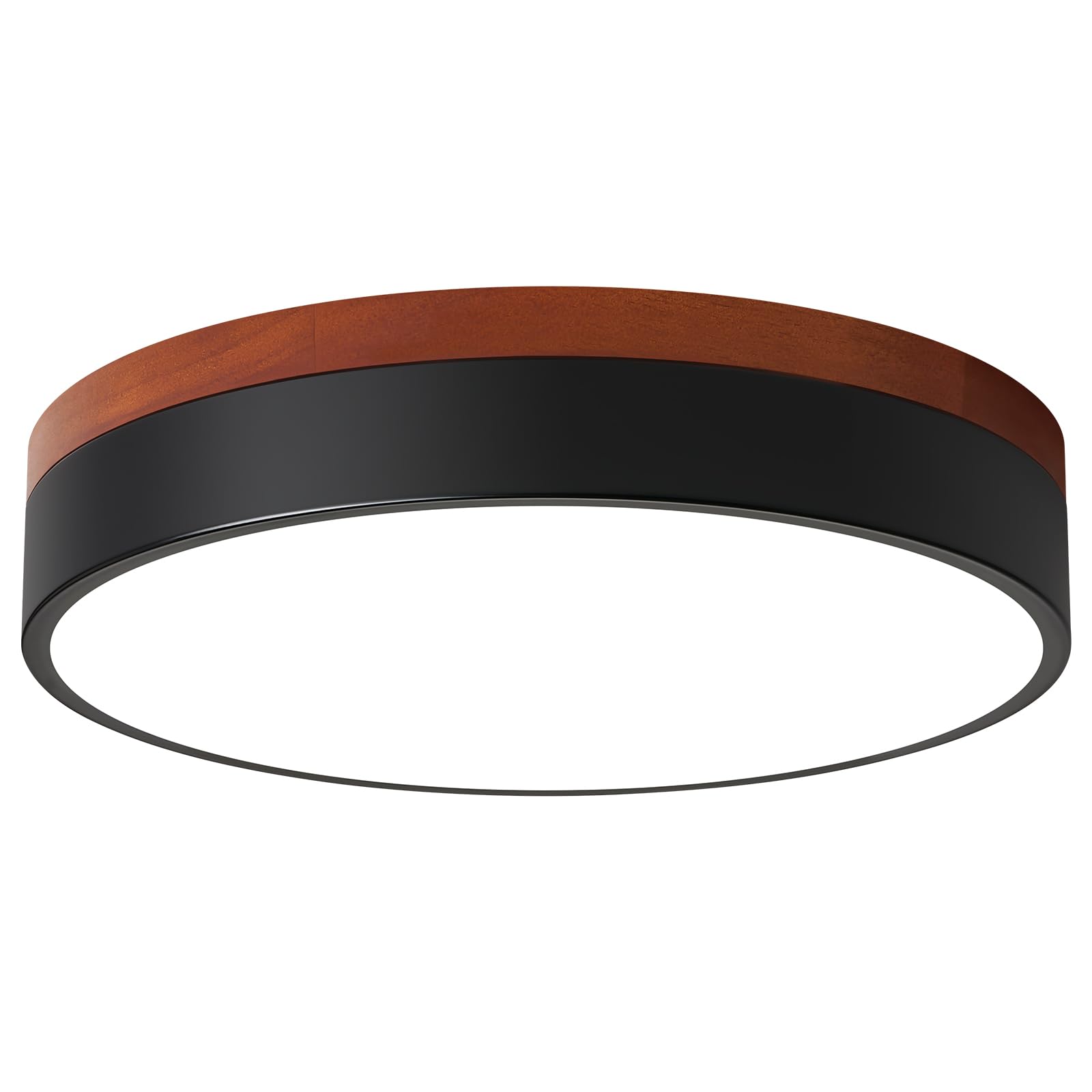 CHAIVUTRUAMRUDEEKOOL 【DIMENTIONOFCOLOUR】 ZUYURT LED Ceiling Light Dimmable, Black and Wood Flush Mount