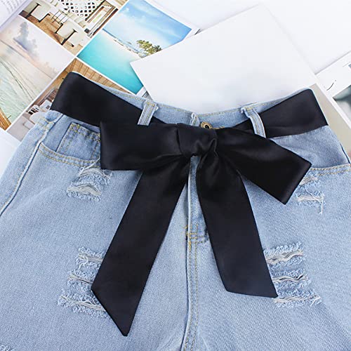 Satin Ribbon Belt Long Sash for Wedding Dress, Bridal Waist, Robe Replacement, Special Occasion Accessories for Women Girls - Black2