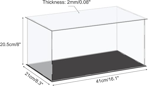 Miniatura 2 de MECCANIXITY Vitrina de acrílico, caja de plástico, caja de almacenamiento, transparente, pequeña, a prueba de polvo, 16.1 x 8.3 x 8 pulgadas para