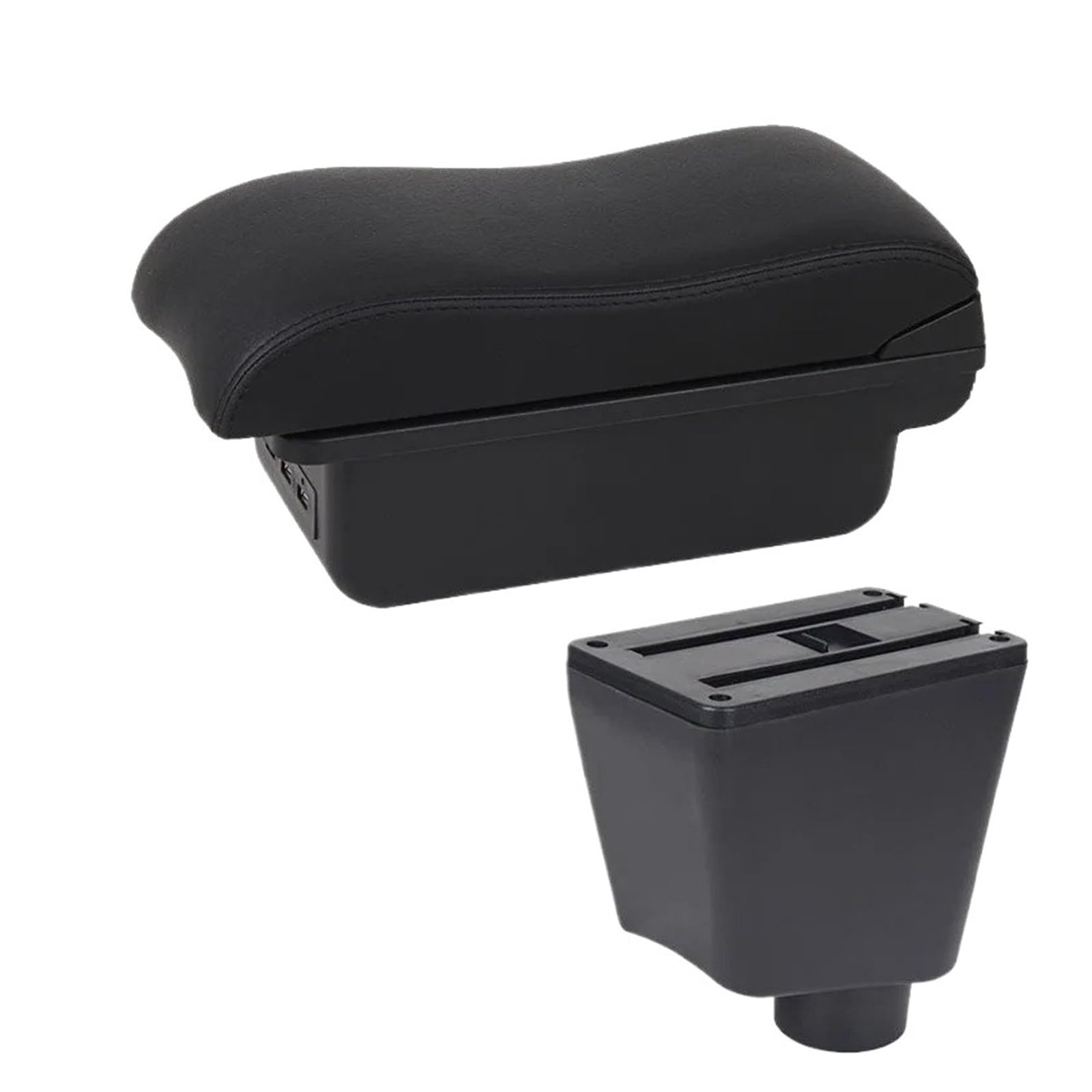 Armrest Box For Clio 3 For III 4 IV Armrest Box Accessories Storage Holder Ashtray Curved Surface Car Armrests(B Black line 3USB)