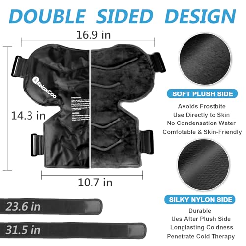 Image of RelaxCoo XL Shoulder Ice Pack Rotator Cuff Cold Therapy, Reusable Gel Ice Wrap for Shoulder Injuries & Pain Relief, Bursitis, Tendonitis, Swelling, Recovery for Man and Women Black