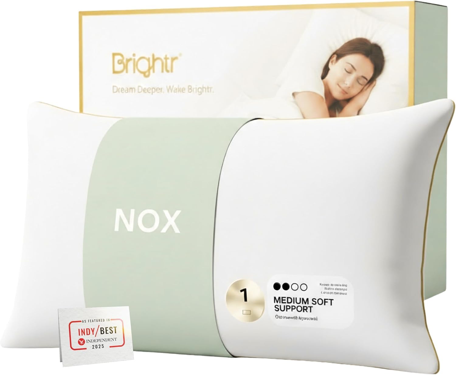 Brightr Soft Brightr® ‘Nox’ Luxury Hotel Down Alternative Pillow For Neck Pain | Shoulder And Spinal Support Pillow For Side Sleepers | Osteopath Recommended | Height Adjustable |