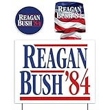 VictoryStore Yard Signs: Reagan Bush 84 Yard Sign Reagan Bush 84 Can Cooler and Reagan Bush 84 Car Decal | Yard Sign is Printed 2 Sided Includes Stakes