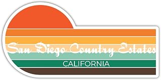 San Diego Country Estates California 2 x 1.25 Inch Sticker Retro Vintage Sunset City 70s Aesthetic Design
