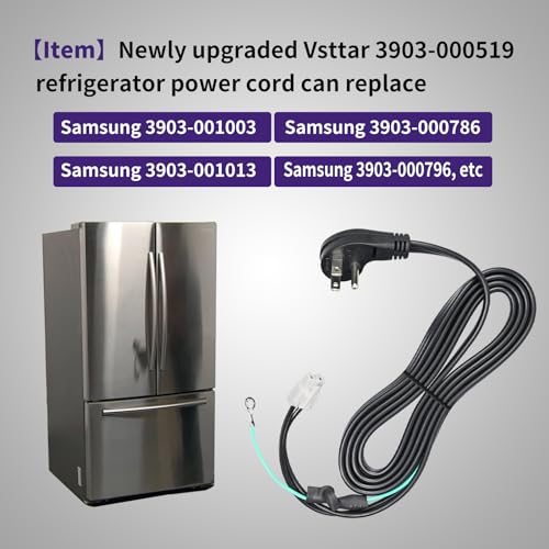 Image of Upgraded 3903-000519 3903-001003 Refrigerator Power Cord Compatible with Samsung RH29H8000SR /AA-00, RF261BEAEWW /AA-01 etc Multi Model, Replacement Fridge Power Cord 3903-000786,3903-001013,3903-000796