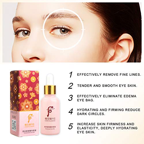 Preisvergleich Produktbild Augenserum Gegen Falten, Kirschblüten Snail Eye Serum Feuchtigkeitsspendende, glatte, feine Linien Anti-Puffiness Entfernen Sie Augenringe Snail Eye Care Liquid