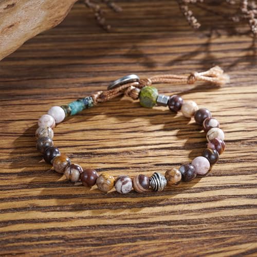 Image of Plumiss Women Boho Handmade Natural Stone Crystal Leather Bead Wrap Bracelets Collection