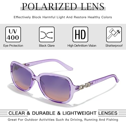 Image of SIPHEW Women's Polarized Sunglasses w UV400 Protection,Classic Sun Glasses | Vintage Sunnies,Wraparound Shade,Lightweight & Comfortable,Big Sunnies eyewear,Driving,Outdoors