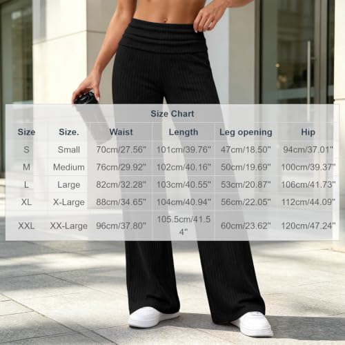 Womens High Waist Wide Leg Pants Pleated Solid Elastic Casual Trousers - image 4