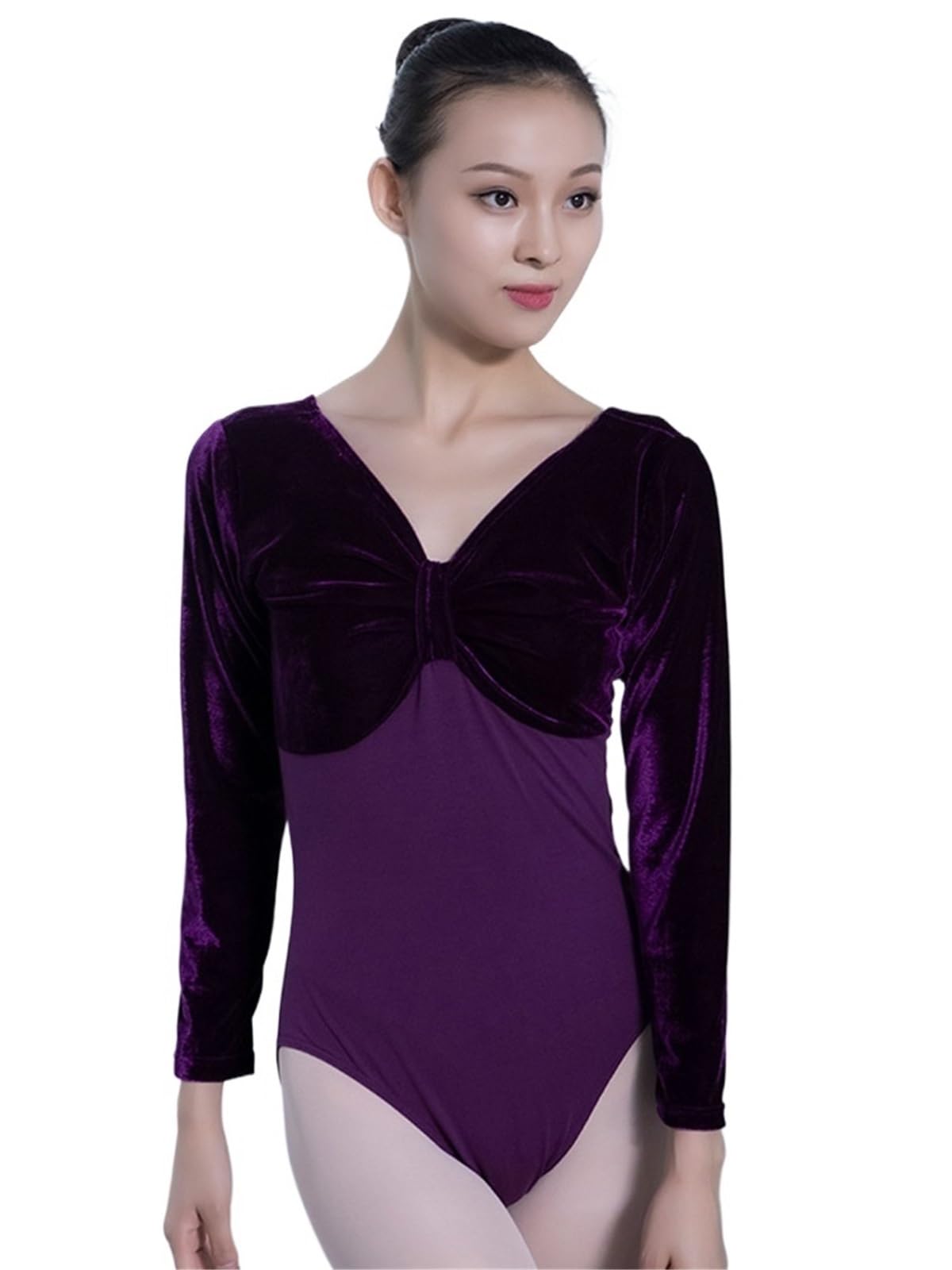 Mallot De Ballet Mujer Maillot de ballet for mujer, invierno, algodón y terciopelo empalmado, ropa baile for adultos, mallas entrenamiento, mono yoga gimnasia