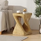 christopher knight home outdoor side table twist shape end table decorative accent table garden stool table for patio balcony beach pool side lightweight concrete wood like texture natural