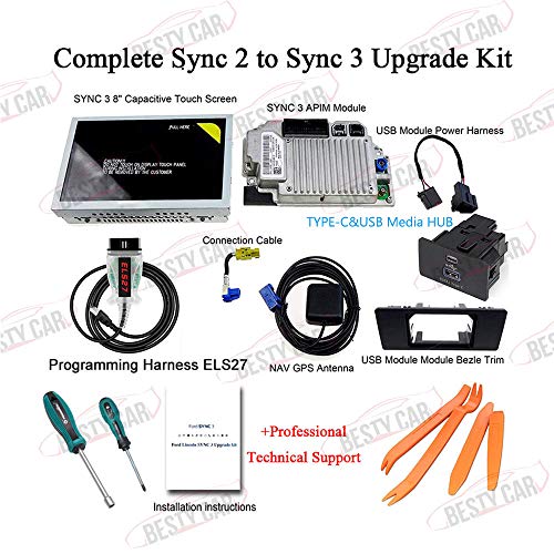 First Launch 2021 Complete MyFordTouch (MFT) SYNC 2 To SYNC 3 Upgrade Kit Compatible for Ford Lincoln SYNC 3.4 21020 Software Version with NA 220 MAP APIM Module USB Media Hub W/Carplay GPS Navigation