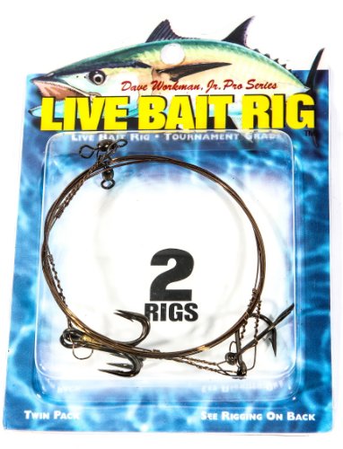 Boone Single Hook 2/0 Live Bait Rig (Pack Of 2), 1# 2 Treble Hook, Gold #TOP1
