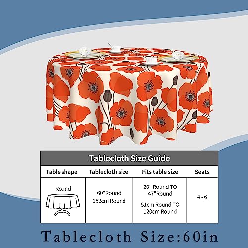 SKYDAWNY Red Flowers Round Tablecloth 60 Inch by SKYDAWNY - Used condition - Image 3