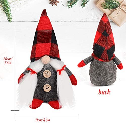 D-FantiX Mr and Mrs Christmas Gnomes Plush Set of 2, Handmade Swedish Tomte Santa Scandinavian Figurine Nordic Plush Elf Doll Gnome Ornaments Christmas Decorations Home Decor 7.5 Inch