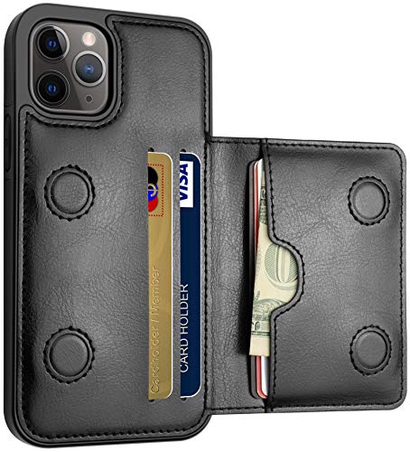 LakiBeibi Compatible with iPhone 12 Case with Card Holders Lightweight Slim Leather Wallet Case Flip Folio Protective Phone Case Replacement for iPhone 12 & iPhone 12 Pro 6.1 Inches (2020), Black