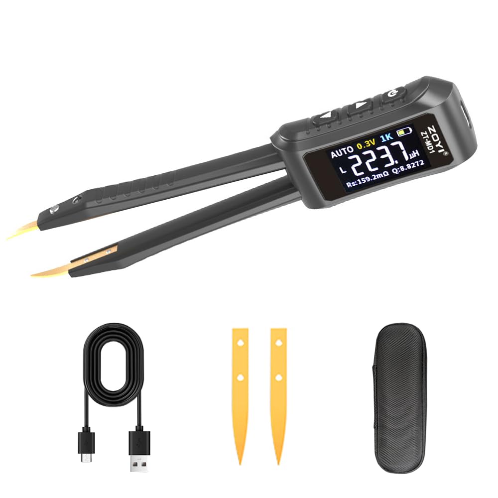 LCR Meter Zoyi MD1 Bridge SMD Test Clip with OLED Display, Auto Identification, 10mΩ-10MΩ Resistance, 1pF-20mF Capacitance, 1uH-60H Inductance, Lithium Battery Powered, Portable for Electronic Repairs