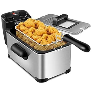 COSTWAY Electric fryer with oil 2000 W, 3 L, stainless steel, viewing window, 60 min timer, 150 °C to 190 °C