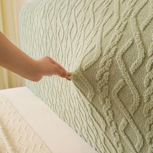 Image of HOMETHREADS Stretchable Lycra /Velvet Headboard Cover | Soft, Dust-Proof & Wrinkle-Resistant Bed Back Protector | Fits Leather, Wooden & Fabric Bedsides | for 5ft to 6.5ft Beds (Green, 150x65cm)