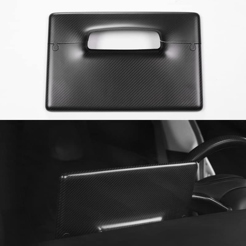 JSWAN Carbon Fiber Center Control Touchscreen Cover Frame for Tesla Model 3 (2017-2023) Model Y (2019-2024) Center Console Dashboard Multimedia Screen Back Cap (Matte Black) image 2