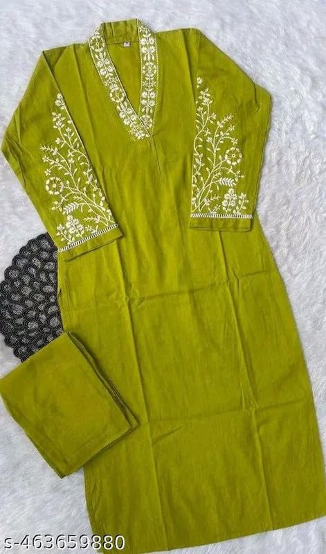 Image of Cotton Kurta Set for Women | Kurta with Pant Casual Ethnic Outfit