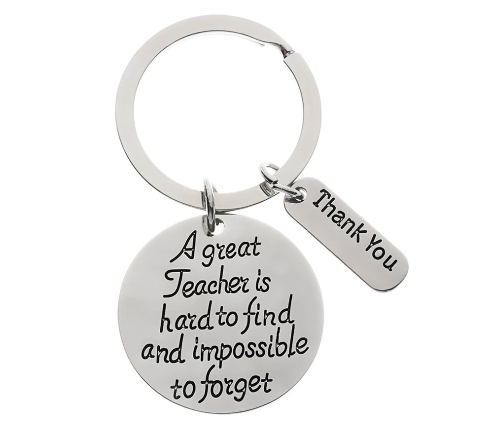 Personalized Teacher Appreciation Keychain - 'A Great Teacher Is Hard To Find' Jewelry Gift With Initial Charm