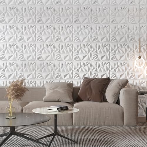 Art3d 33-Pack 3D Wall Panels for Interior Wall Decor, Modern Diamond Textured Accent Wall Paneling for Gaming Living Room TV Wall Background, 12 x 12 inch White, A10342 Art3d 33-Pack 3D Wall Panels for Interior Wall Decor, Modern Diamond Textured Accent Wall Paneling for Gaming Living Room TV Wall Background, 12 x 12 inch White, A10342