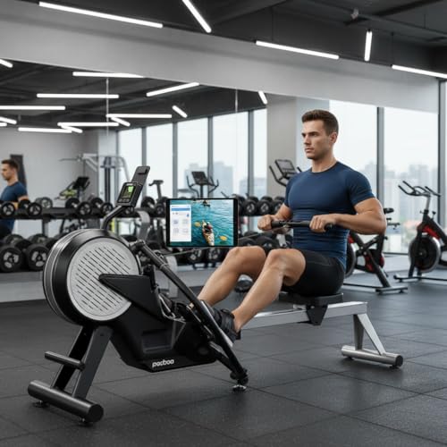 Air Rowing Machine for Home, 10-Level Adjustable Wind Resistance Professional Indoor Rowers, Foldable Commercial Row Machines with LCD Display and Wheels, Comfortable Seat, Easy Storage - Image 3