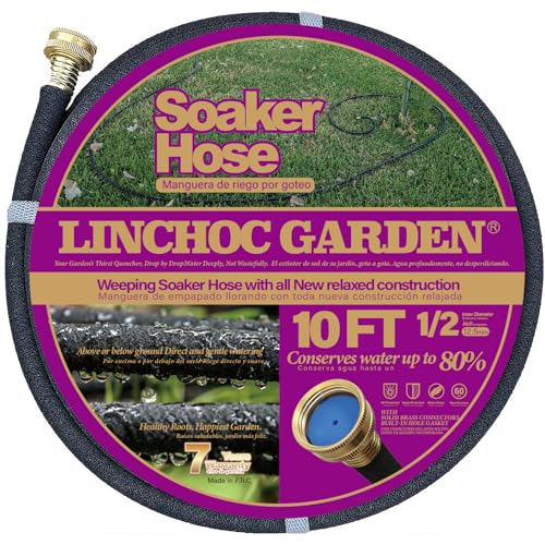 LINCHOC GARDEN 1/2 Inch 10FT Soaker Hose - Lightweight Flexible Design for Tiny Spaces | Eco-Friendly & Root-Targeted Watering