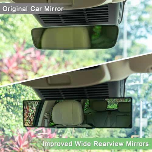 image for BOOMIBOO Rear View Mirror, Interior Clip-on Wide Angle Panoramic Rear 