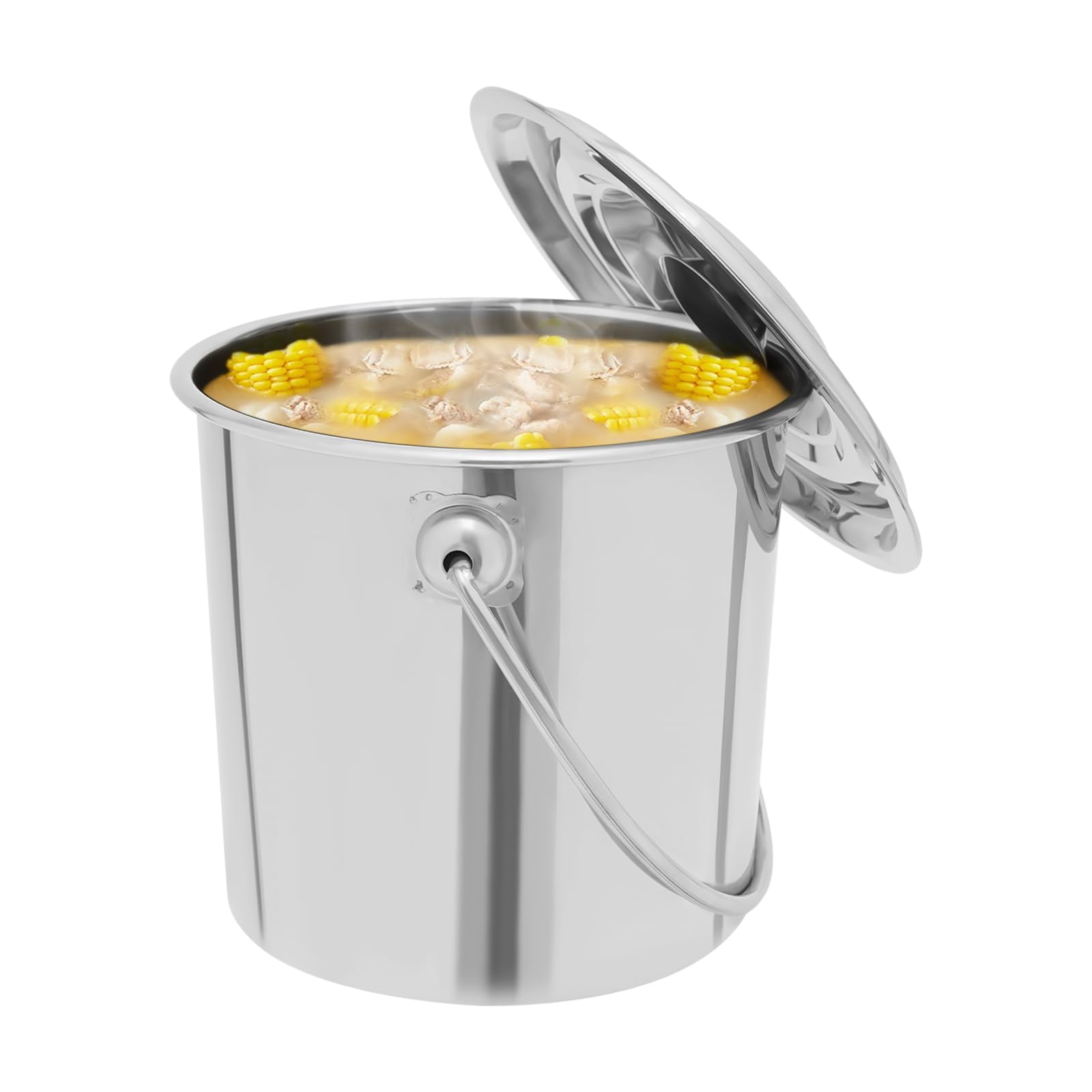 Cubo de acero inoxidable de 12 l, cubo de acero inoxidable, cubo de cocina, cubo de leche, cubo de acero inoxidable, para alimentos, hielo con tapa