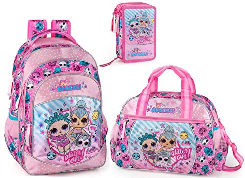 Preisvergleich Produktbild LOL Surprise Rucksack Sporttasche Federtasche Mädchen Schulrucksack Trainingstasche Federmappe L.O.L. Puppen