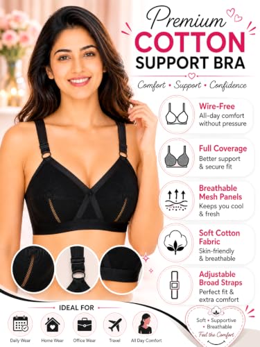 Image of SONA Women's Perfecto Full Coverage Non-Padded Plus Size Cross Belt Cotton Bra