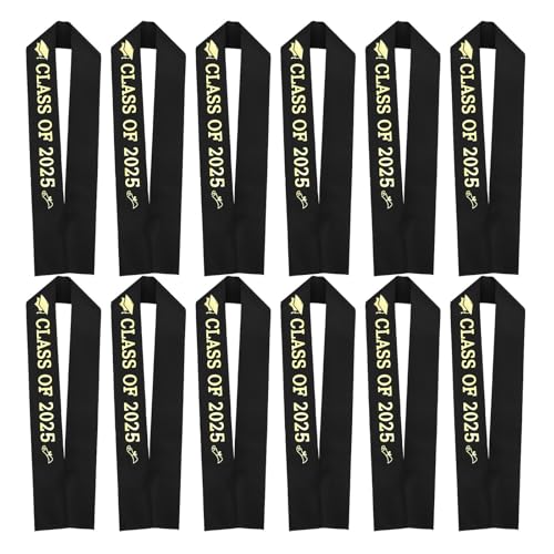 Bandas de graduación negras ajustables NUOBESTY de satén reutilizables para letras doradas fiesta