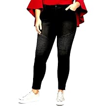 Jack David 女式大码高腰黑色/蓝色弹力紧身牛仔裤