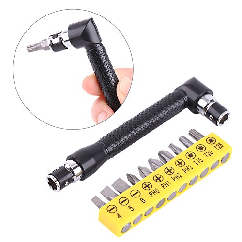 L-shaped Hex Socket Wrench, L-Shape 1/4 Inch Hex Socket Wrench Double Head with Various Screwdriver Bits Hand Tool 90 Degree Right Angle Screwdriver Adapter