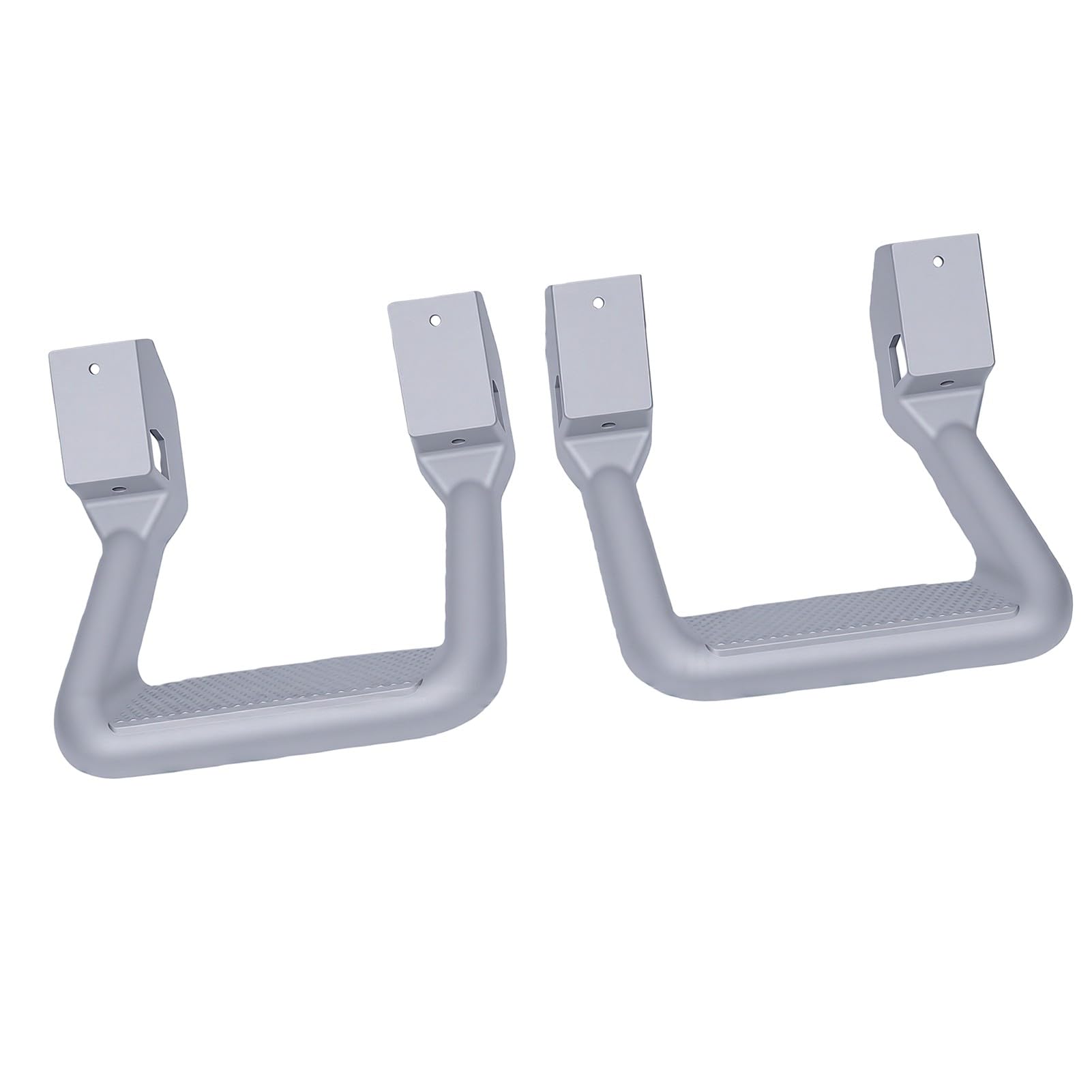 AMONIDA Escalones Laterales Universales para Camiones, Diseño de Aluminio Resistente con Superficie Texturizada Antideslizante, Reemplazo sin Esfuerzo, 2 Juegos, Acabado Plateado