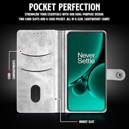 Image of WOW IMAGINE Shock Proof Flip Cover Back Case for 1+ OnePlus Nord CE 3 5G (Magnetic Button Flip Case | Wallet Pockets & Stand | Leather Finish | Shimmer)