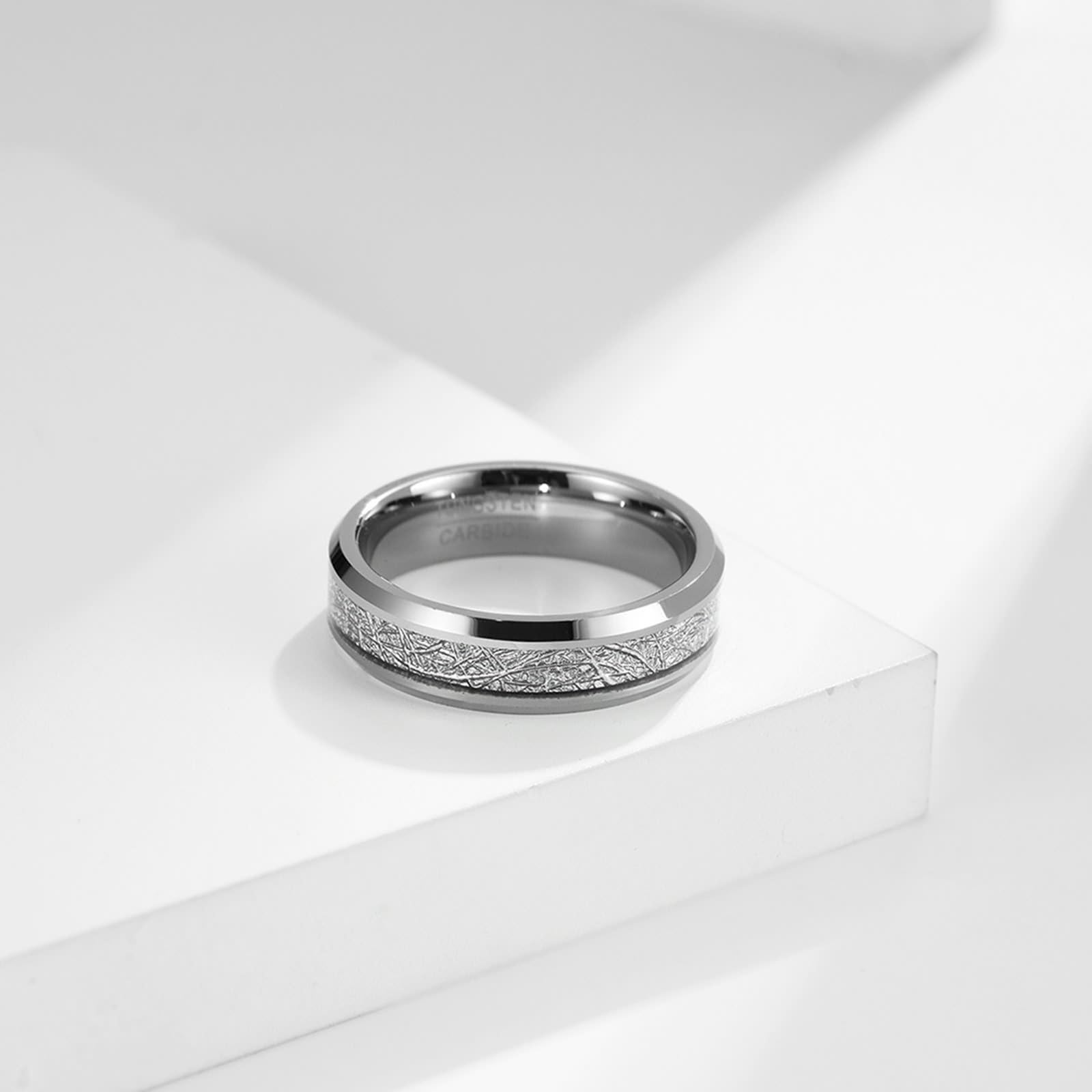 Verlobungsring Paar Wolfram, Partnerringe mit Gravur Paarpreis 8 mm 6 mm Silberring mit Metall, Modeschmuck