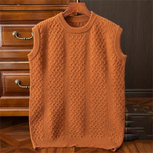 Men's Wool Pullover Sweater Vest Solid Color Knitted Crewneck Outwear Tops Waistcoat3