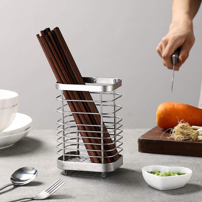 Image of Stainless Steel Utensil Drying Rack, Steel Wall Mount Draining Holder No Drilling Large for Kitchen Chopsticks