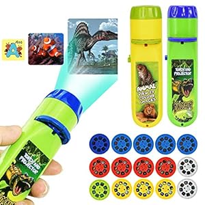 HahaGo Torcia Proiettore Illuminazione a Proiezione Torce Fiabesche Luce Giocattolo Lampada Scivolo Apprendimento Educativo Luce Notturna per Bambini (120 Immagini, 5 Temi)