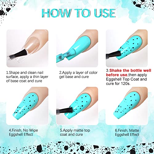 Mizhse Eggshell Gel Polish Transparent Top Coat Speckled Like Quail Eggshell Effect Soak Off Uv Led Nail Gel For Nail Salon Diy At Home 10Ml #TOP6