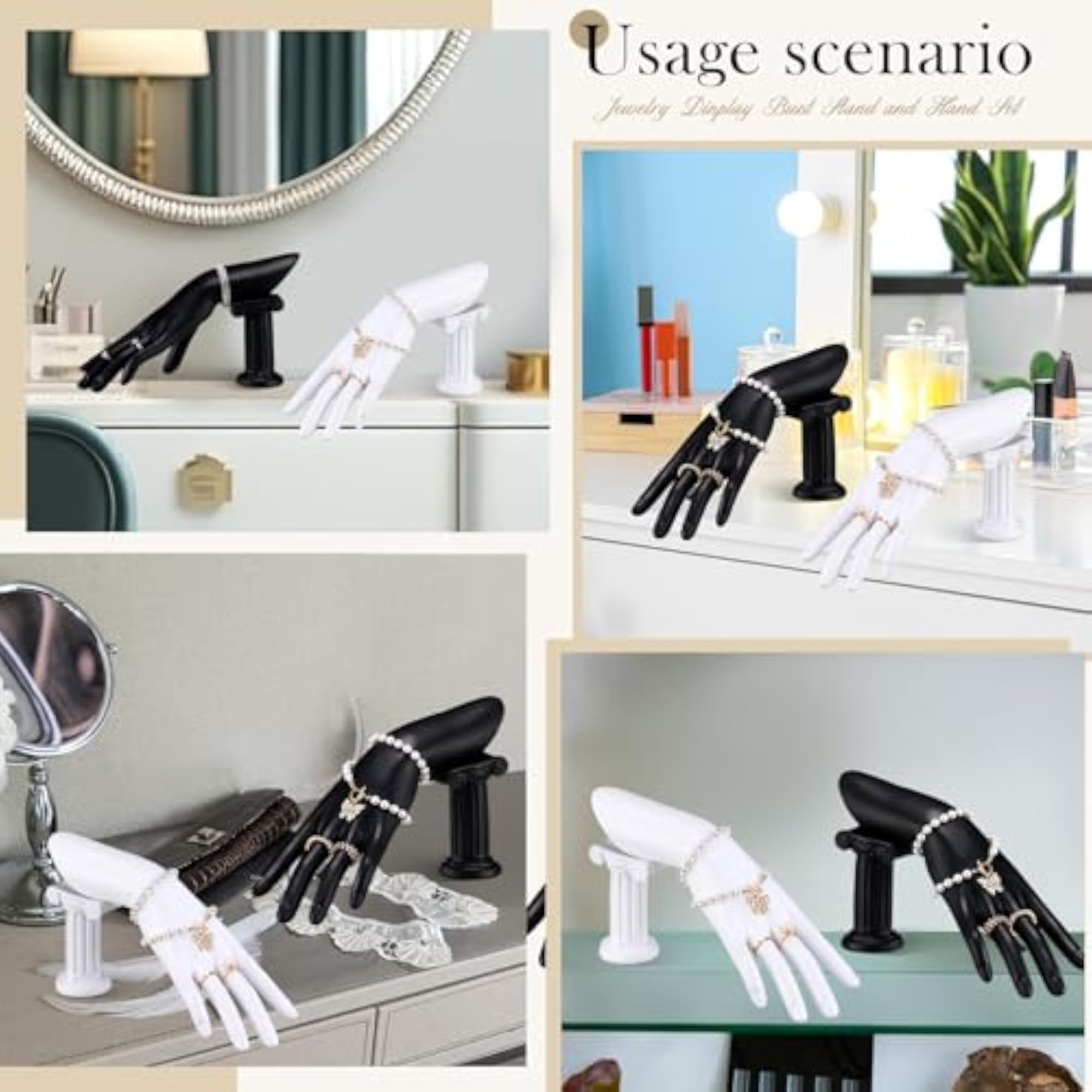 2 Pack Resin Mannequin Hand Jewellery Display Holder Stand