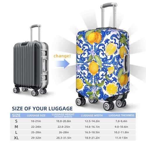 Elastic Travel Luggage Cover Printed Lemons Double-Sided Suitcase Protector Bag,Dust-Proof Cratch-Resistant Durable Baggage Covers For Kid Adult,Small 6