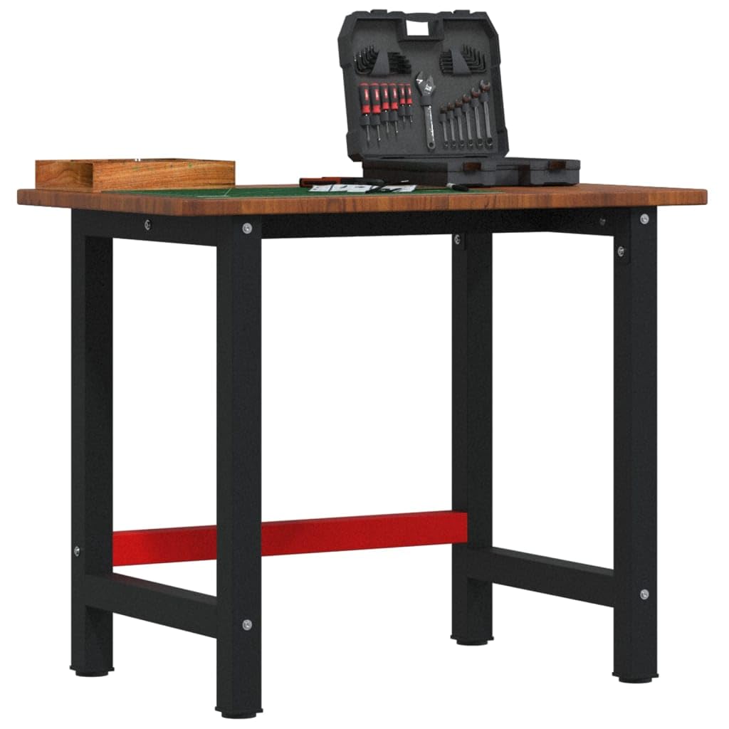 SKM Banco de Trabajo Rectangular Madera Maciza Roble 100x60x81,5 cm,Bricolaje,Accesorios de Bricolaje,Organización y Almacenamiento de Herramientas,Mesas de Trabajo,Marrón,20.63 kg,3309659