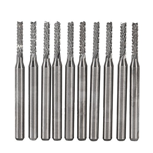 10pcs Fraise en Carbure Cémenté Fin Mill Gravure Bits Sculpture Perceuse Coupeur SMT/CNC/PCB 2mm