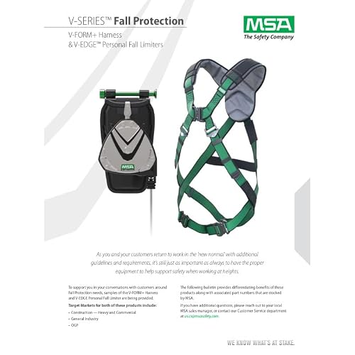 Msa 10206101 V-Form+ Standard Harness - Size: Standard (Medium), D-Ring Configuration: Back, Quick Connect Leg Straps, With Shoulder Padding, Full Body Harness #TOP6